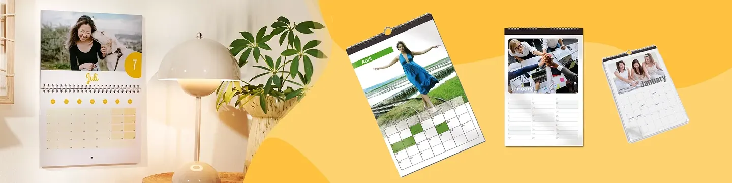 Un bandeau présentant des calendriers muraux personnalisés