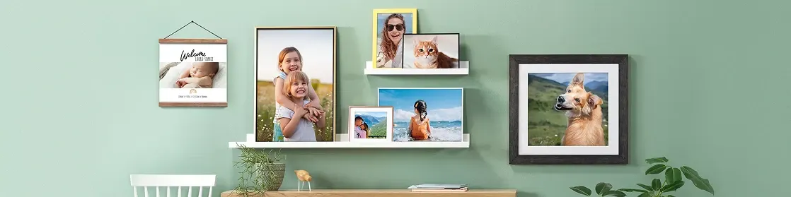 Un bandeau présentant divers produits d'impression et de personnalisation