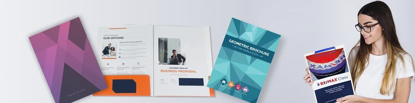 Un bandeau présentant des pochettes de prospection personnalisées