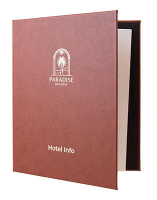 Classeur au format A4 blanc ouvert montrant le système de reliure à 2 anneaux et un document d'architecte