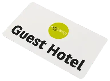 Photo imprimée sur une plaque en métal, montrant un texte marqué Guest Hotel