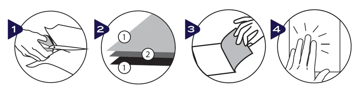 4 images montrant l'utilisation des Peel & Stick Sheets