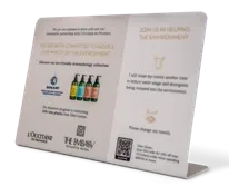 Plaque plié présentant la carte des vins