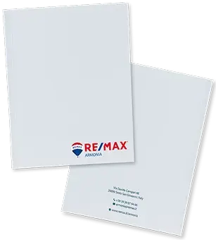 Pochette souple de chemise couleur blanche au format A4 personnalisée avec un logo et du texte, présentée recto et verso