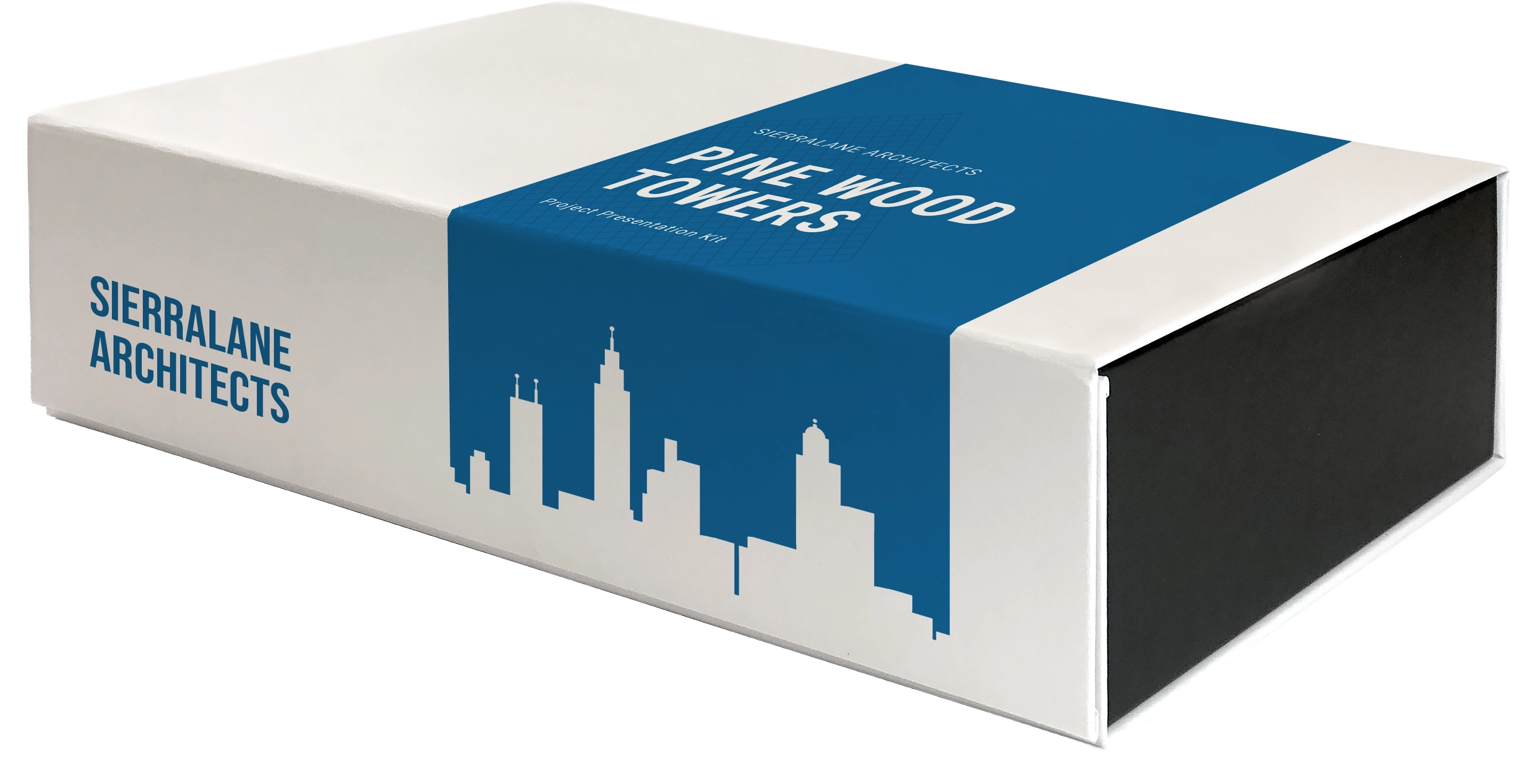 Une boîte format A4 personnalisée avec un logo en dorure pour la boutique de luxe d'un hotel